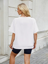 Round Neck Short Sleeve T-Shirt - Trendsi - Flyclothing LLC
