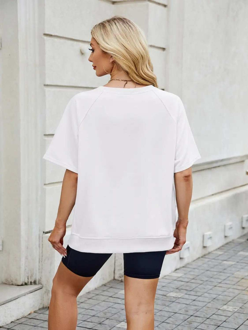 Round Neck Short Sleeve T-Shirt - Trendsi - Flyclothing LLC
