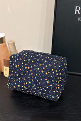 Floral Quilted Clutch with Plaid Lining - Trendsi