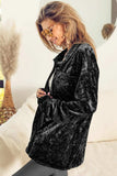 BiBi Button Up Long Sleeve Velvet Shirt - Trendsi - Flyclothing LLC