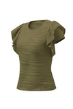 Textured Round Neck Cap Sleeve Top - Trendsi - Flyclothing LLC