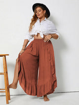 Plus Size Ruffled Wide Leg Pants - Trendsi - Flyclothing LLC