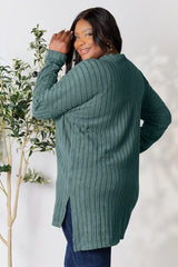 Basic Bae Full Size Ribbed Round Neck Long Sleeve Slit Top - ShopBasicbae - Flyclothing LLC