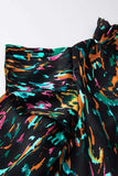 Abstract Print 3/4 Sleeve Ruffle Blouse - Trendsi - Flyclothing LLC