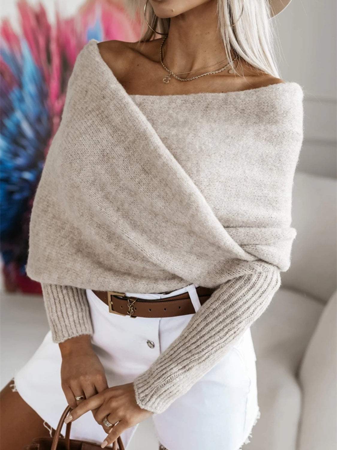 Long Sleeve Cropped Knit Top - Trendsi - Flyclothing LLC