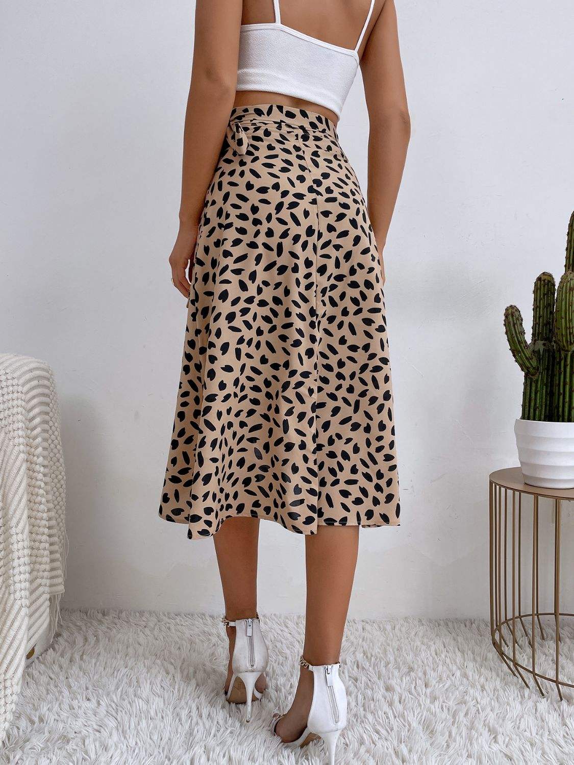 Tied Slit Printed Skirt - Trendsi - Flyclothing LLC