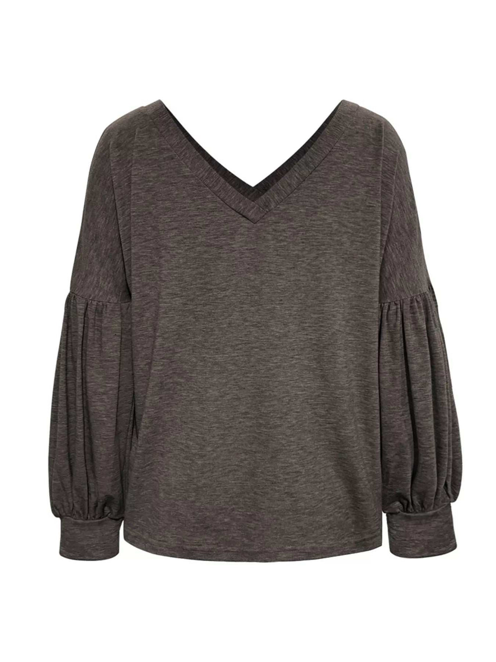 Oversized V-Neck Long Sleeve Blouse - Trendsi - Flyclothing LLC