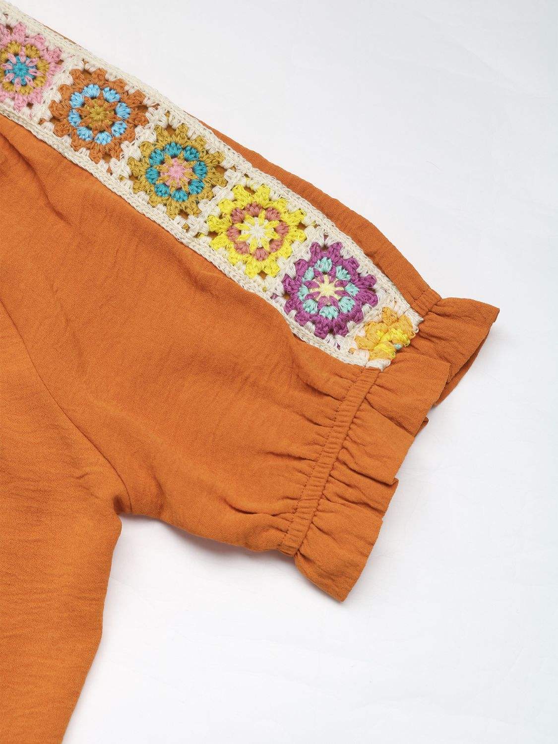 Perfee Tied Crochet Detail Short Sleeve Blouse - Trendsi - Flyclothing LLC