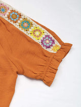 Perfee Tied Crochet Detail Short Sleeve Blouse - Trendsi - Flyclothing LLC