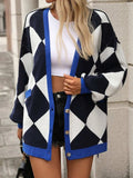 Checkered Dropped Shoulder Long Sleeve Cardigan - Trendsi - Flyclothing LLC