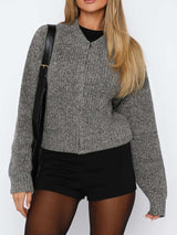 Zip Up Long Sleeve Cardigan - Trendsi - Flyclothing LLC