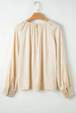 Sequin Round Neck Long Sleeve Blouse - Trendsi