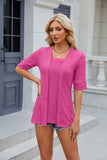 Texture Square Neck Half Sleeve Blouse - Trendsi - Flyclothing LLC