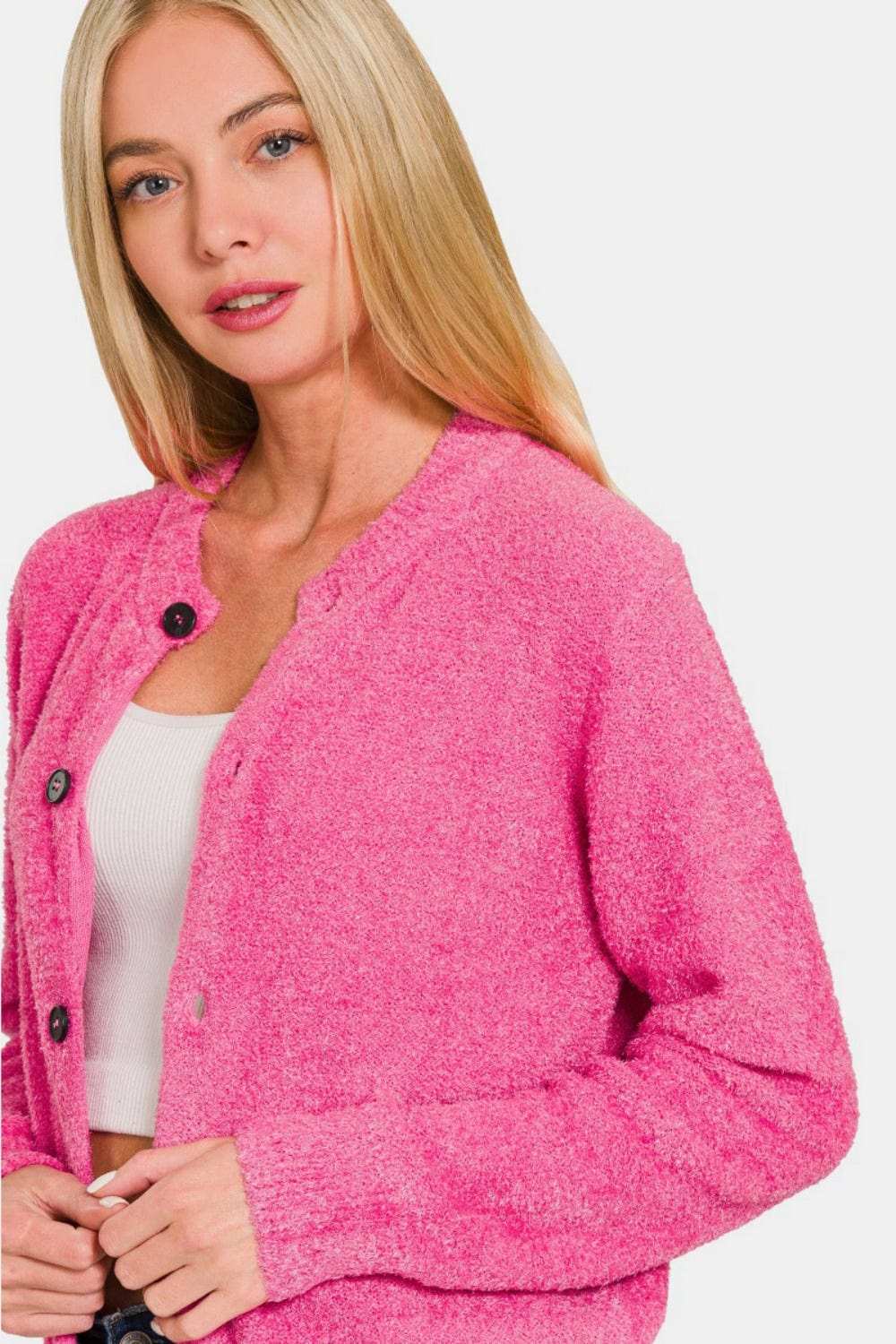 Zenana Button Down Long Sleeve Sweater Cardigan - Trendsi - Flyclothing LLC