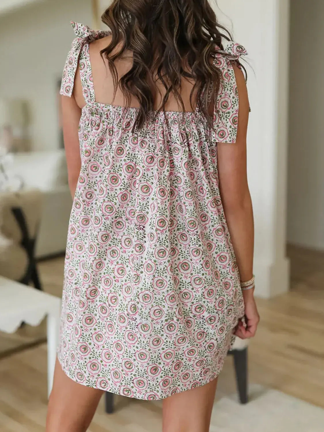 Printed Tie Shoulder Mini Cami Dress - Trendsi - Flyclothing LLC