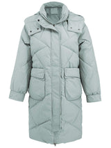 Long Sleeve Longline Hooded Winter Coat with Pockets - Trendsi - Flyclothing LLC
