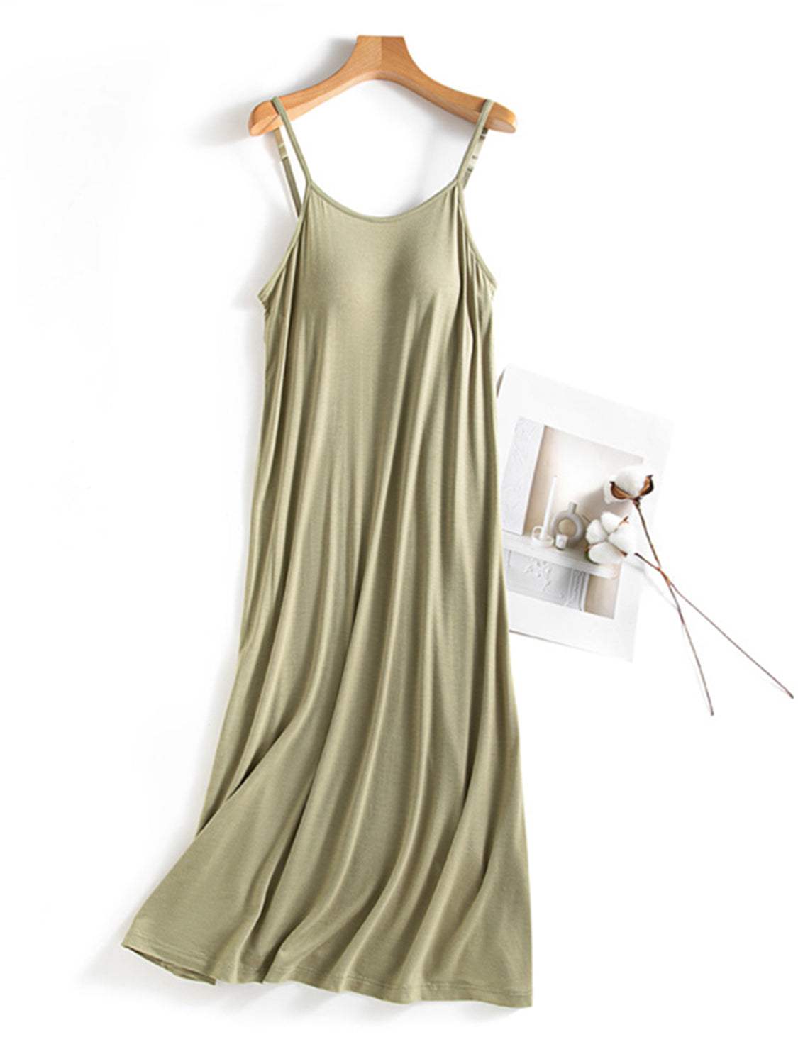 Scoop Neck Midi Cami Dress with Bra - Trendsi - Flyclothing LLC