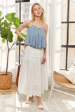ADORA Front Pleated Washed Denim Crop Top - Trendsi - Flyclothing LLC