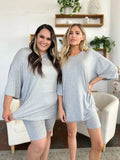 Basic Bae Bamboo Full Size Round Neck Drop Shoulder T-Shirt and Shorts Set - Trendsi - Flyclothing LLC