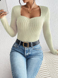 Honey Ribbed Long Sleeve T-Shirt - Trendsi