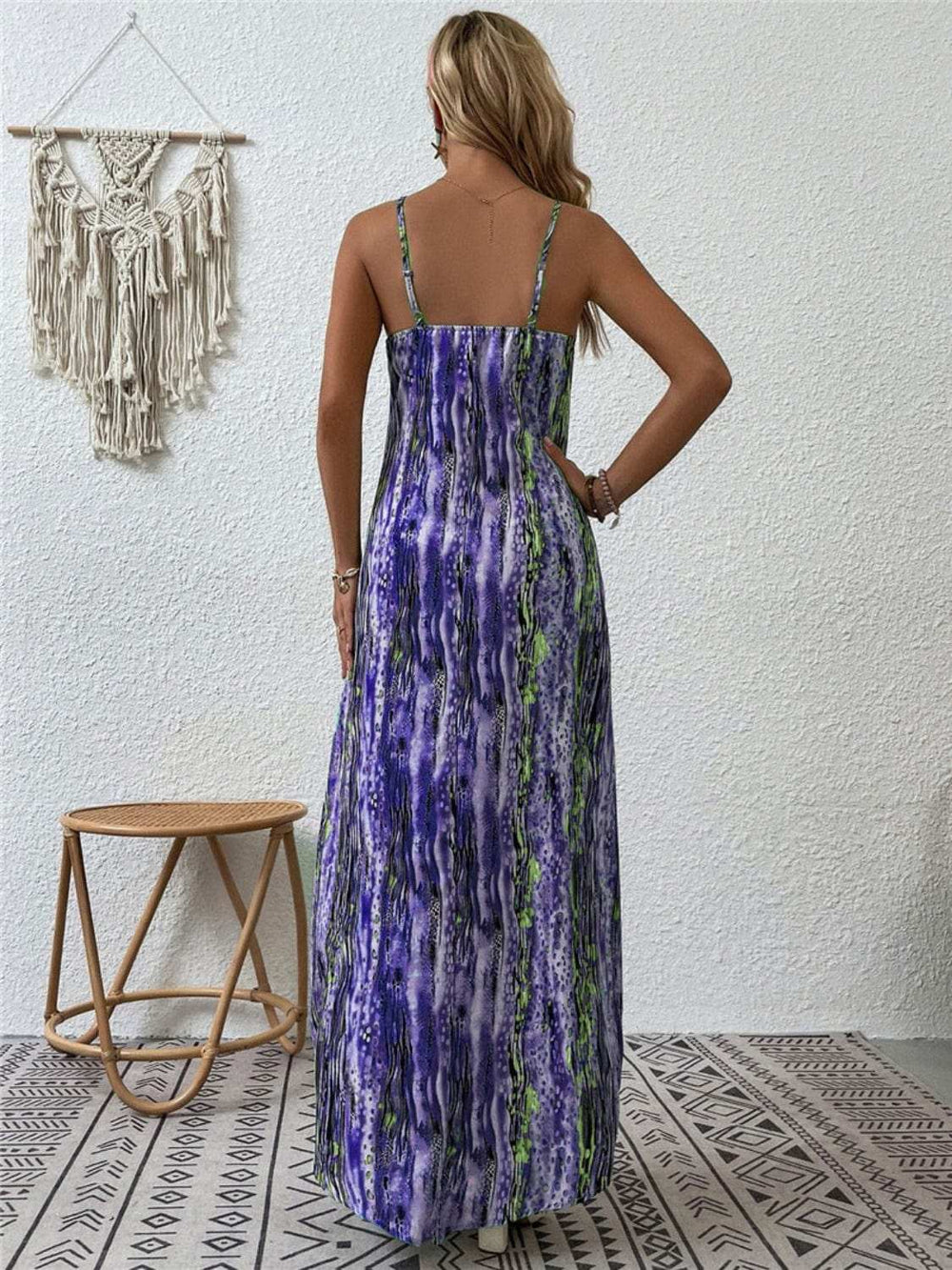Full Size Printed Scoop Neck Maxi Cami Dress - Trendsi - Flyclothing LLC