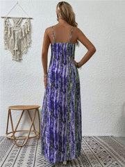 Full Size Printed Scoop Neck Maxi Cami Dress - Trendsi