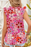 Embroidered Detail Floral Ruffle Cap Sleeve Blouse - Trendsi - Flyclothing LLC