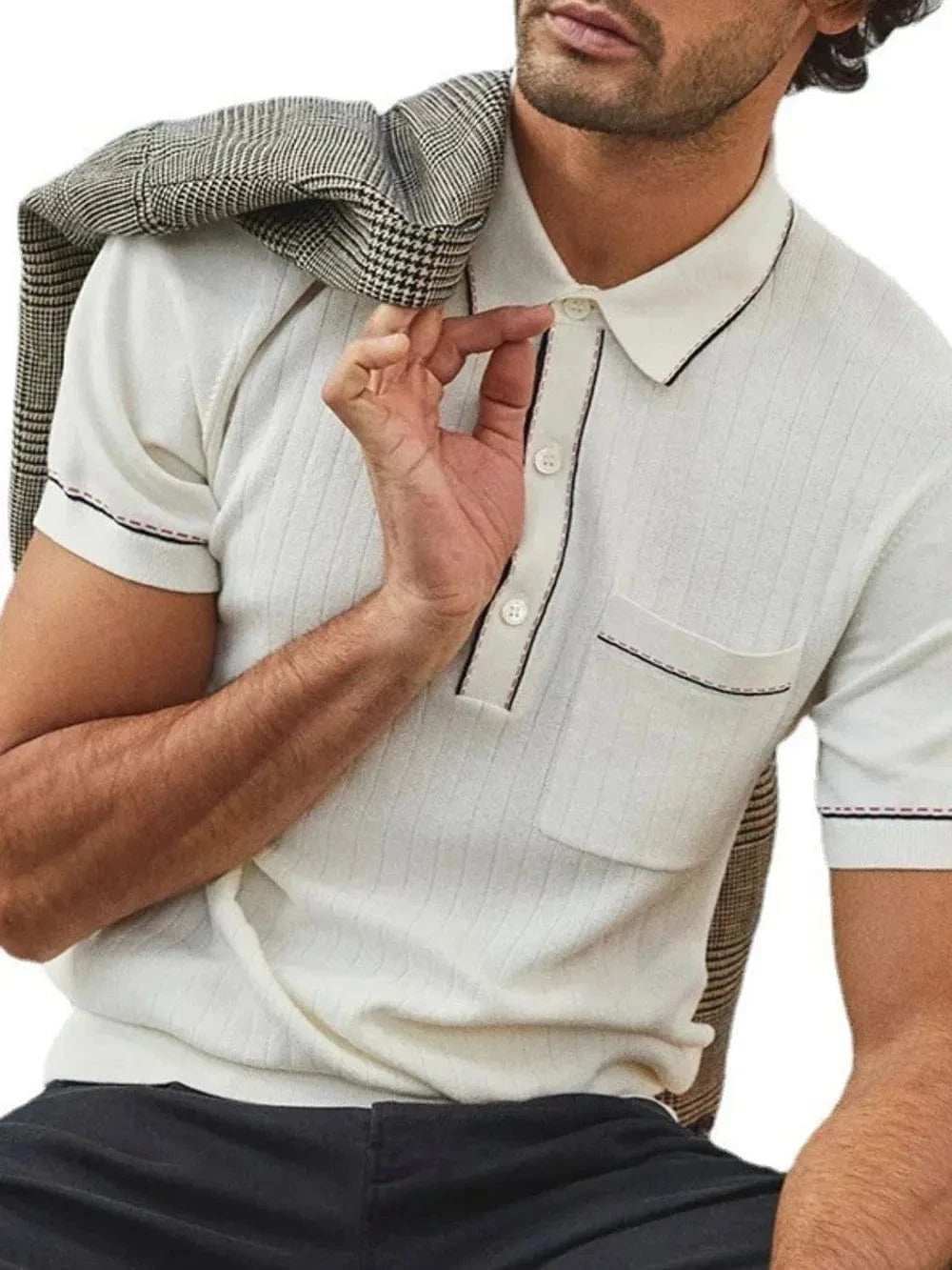 Men's Plus Size Button Detail Short Sleeve Polo - Trendsi - Flyclothing LLC