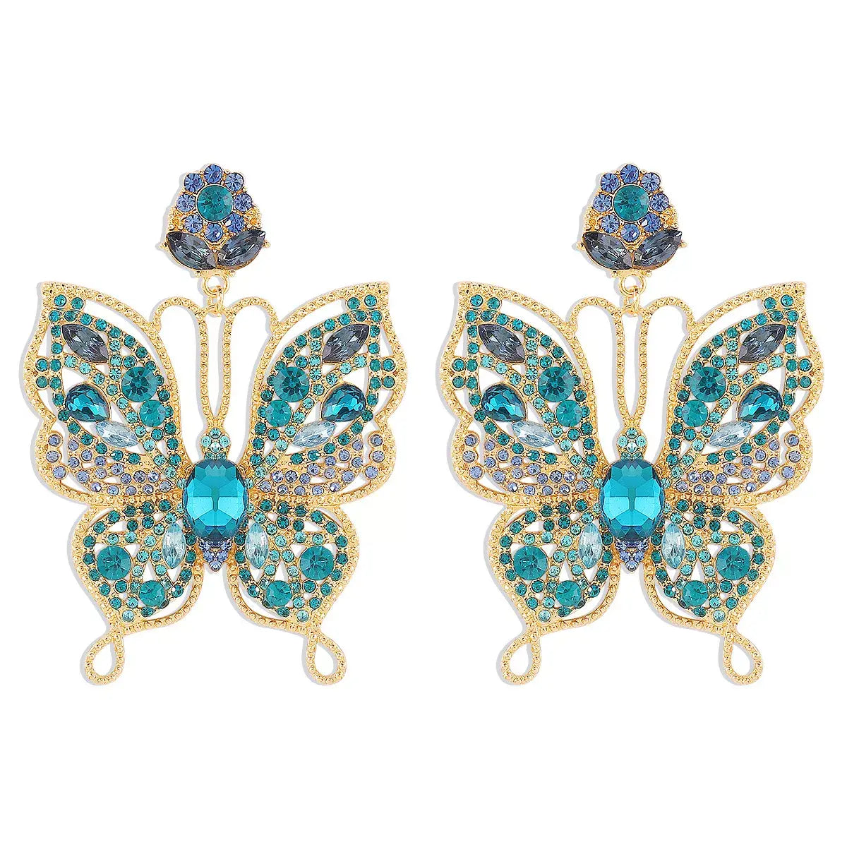 Butterfly Rhinestone Dangle Earrings - Trendsi - Flyclothing LLC