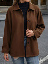 Single-Breasted Raglan Sleeve Outerwear - Trendsi - Flyclothing LLC