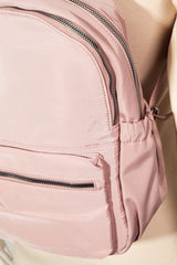 Fame Adjustable Strap Nylon Backpack Bag with Side Pockets - Trendsi