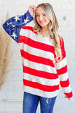 And The Why American Flag Long Sleeve Sweater - Trendsi - Flyclothing LLC