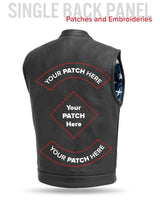 Born Free Men's Motorcycle Leather Vest - Black Stitch - First Manufacturing Company - Flyclothing LLC