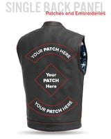 Born Free Men's Leather Motorcycle Leather Vest - Red Stitch - First Manufacturing Company - Flyclothing LLC