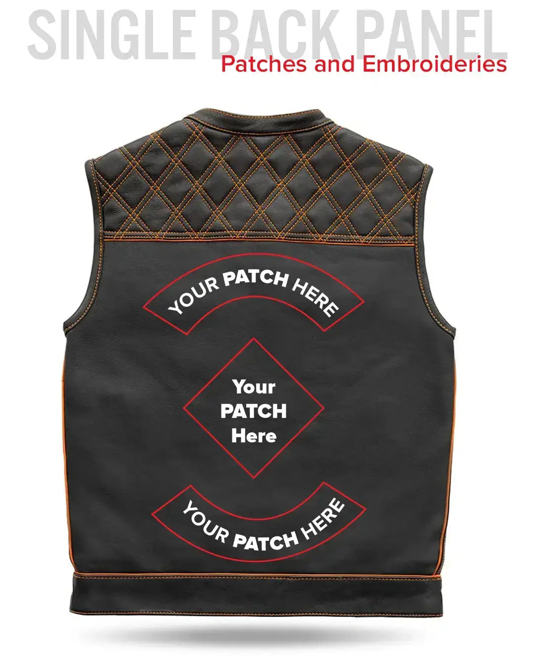 Finish Line - Orange Checker - Men's Motorcycle Leather Vest - First Manufacturing Company - Flyclothing LLC