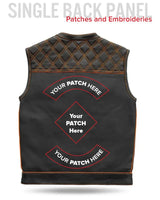Finish Line - Orange Checker - Men's Motorcycle Leather Vest - First Manufacturing Company - Flyclothing LLC