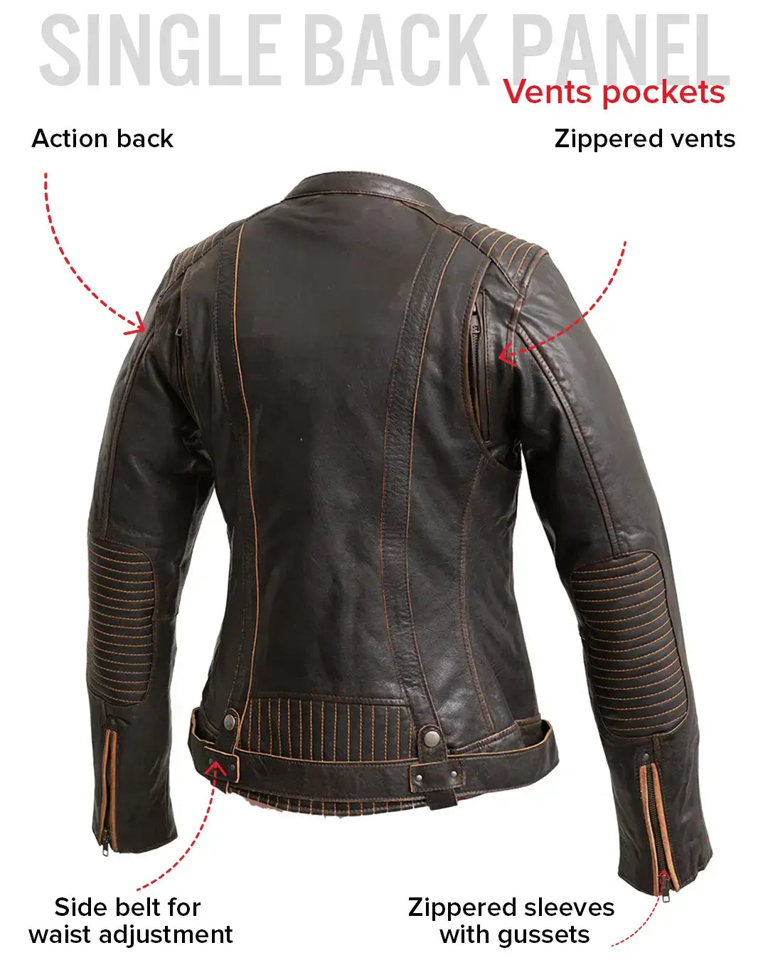 Electra - Women's Motorcycle Leather Jacket - First Manufacturing Company - Flyclothing LLC
