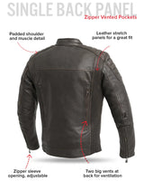 Crusader Men's Motorcycle Leather Jacket - First Manufacturing Company - Flyclothing LLC
