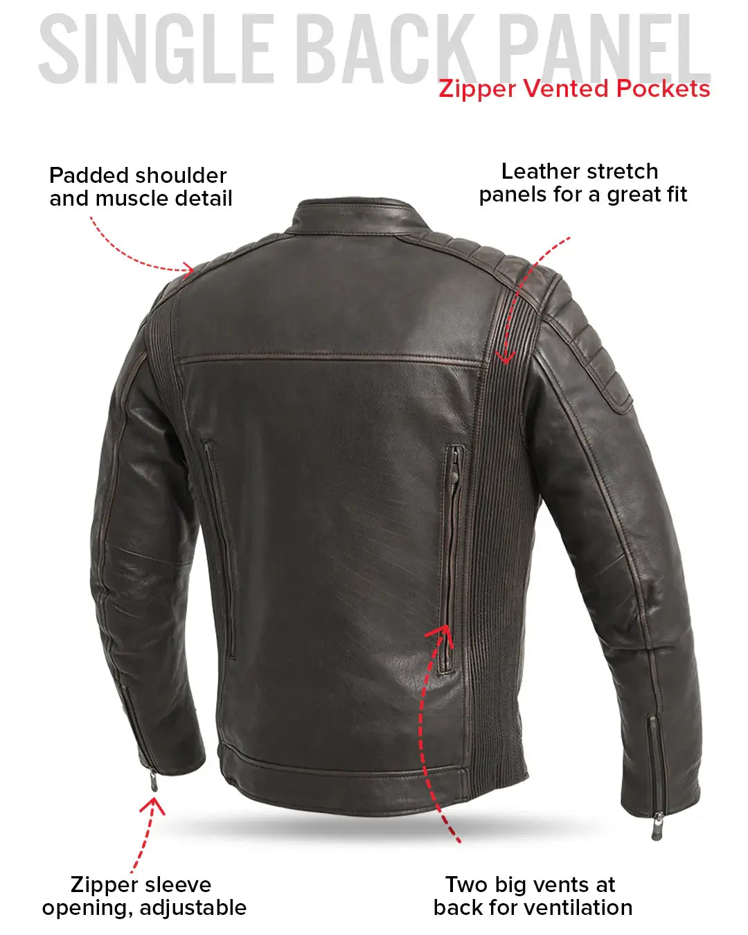Crusader Men's Motorcycle Leather Jacket - First Manufacturing Company - Flyclothing LLC