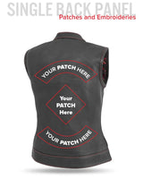 Jessica Women's Motorcycle Leather Vest - Black/Red - Limited Edition - First Manufacturing Company - Flyclothing LLC