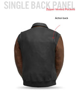 Moto Bomber Two Tone Men's Leather Jacket - First Manufacturing Company - Flyclothing LLC