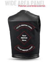 49/51 - No Collar Men's Leather/Canvas Motorcycle Vest - First Manufacturing Company - Flyclothing LLC