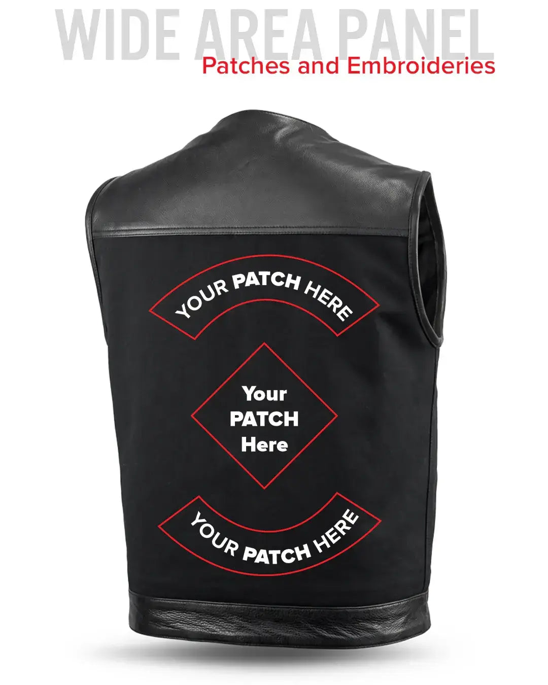 49/51 - No Collar Men's Leather/Canvas Motorcycle Vest - First Manufacturing Company - Flyclothing LLC
