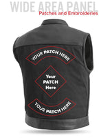 Lowrider Men's Motorcycle Leather/Twill Vest - First Manufacturing Company - Flyclothing LLC