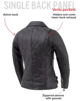 Wildside - Women's Motorcycle Leather Jacket - First Manufacturing Company - Flyclothing LLC