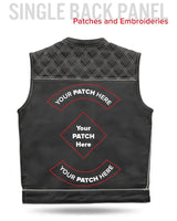 Finish Line - White Checker - Men's Motorcycle Leather Vest - First Manufacturing Company - Flyclothing LLC