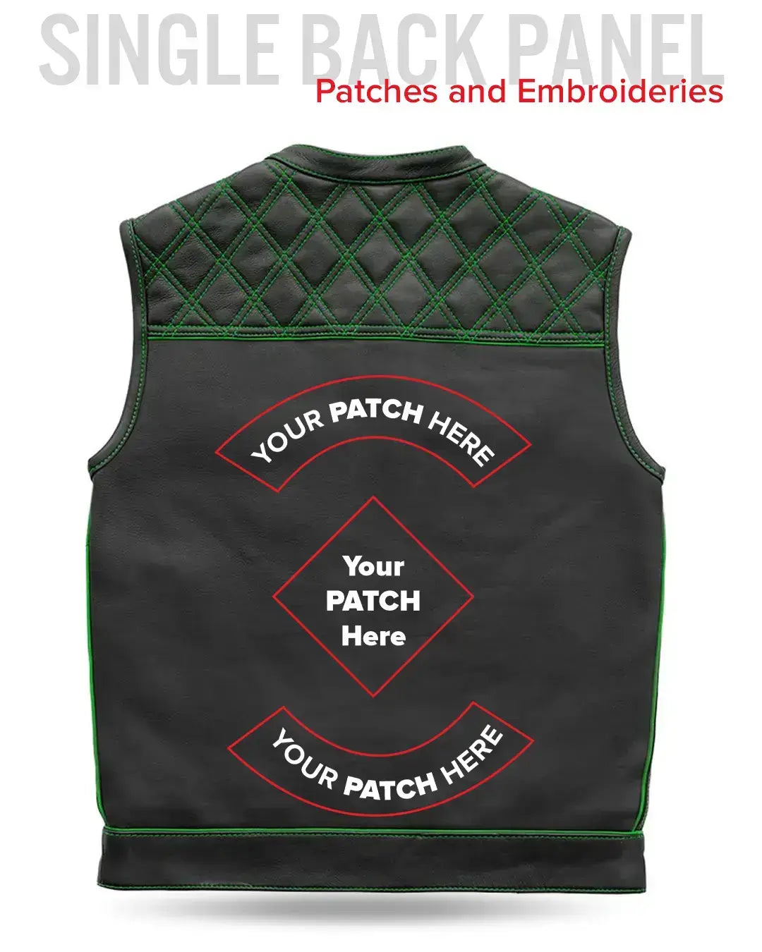Finish Line - Green Checker - Men's Motorcycle Leather Vest - First Manufacturing Company - Flyclothing LLC