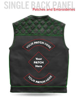 Finish Line - Green Checker - Men's Motorcycle Leather Vest - First Manufacturing Company - Flyclothing LLC