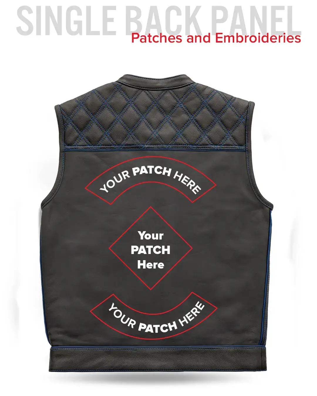 Finish Line - Blue Checker - Men's Motorcycle Leather Vest - First Manufacturing Company - Flyclothing LLC