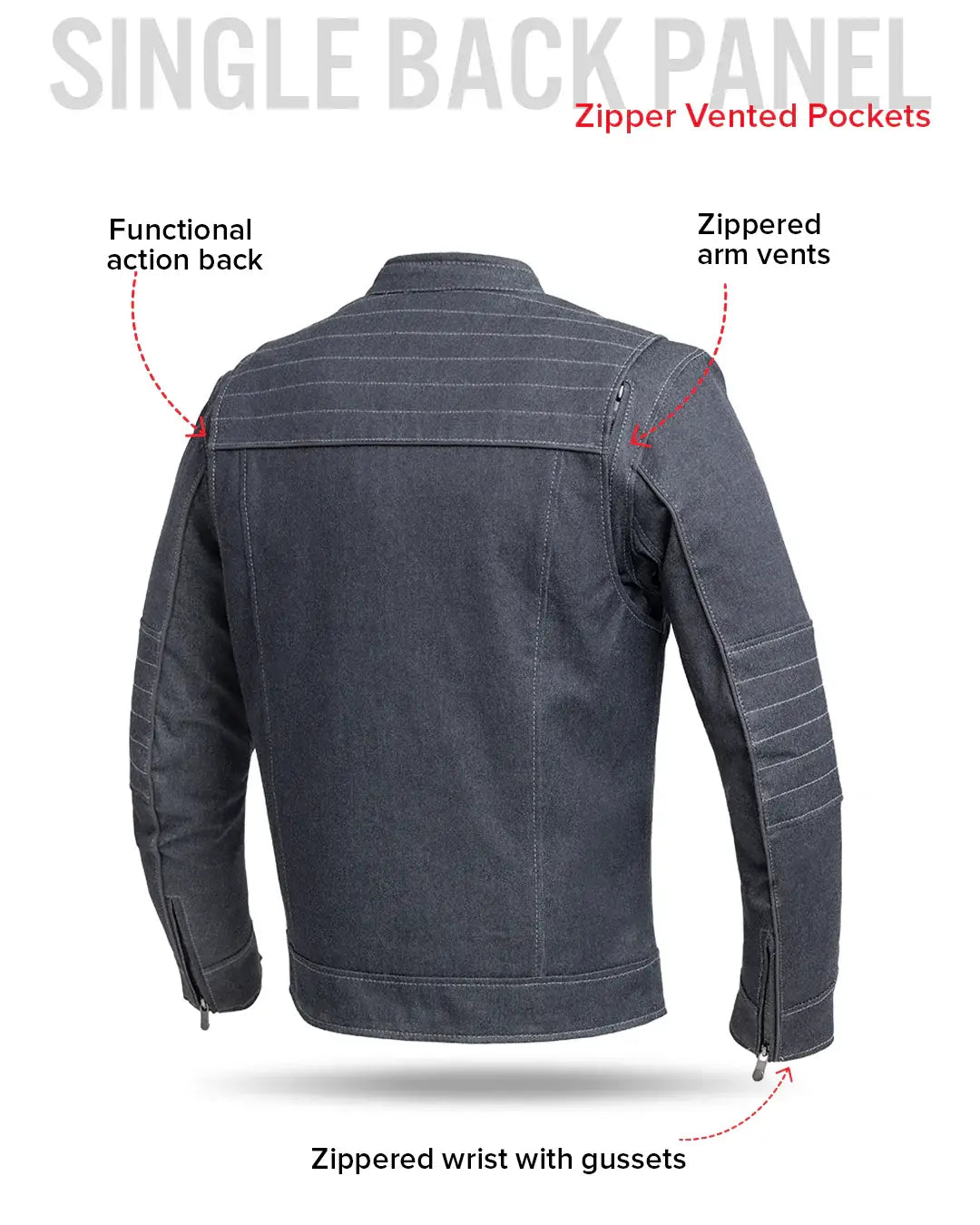 Rowdy Men's Thunder Denim Motorcycle Jacket - First Manufacturing Company - Flyclothing LLC